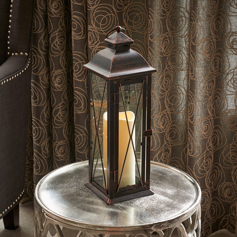 Charlton Home® 18" Metal Floor Lantern with Candle & Reviews Wayfair